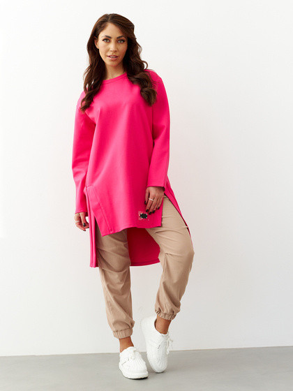 Amarantowa sukienka dresowa oversize By o la la