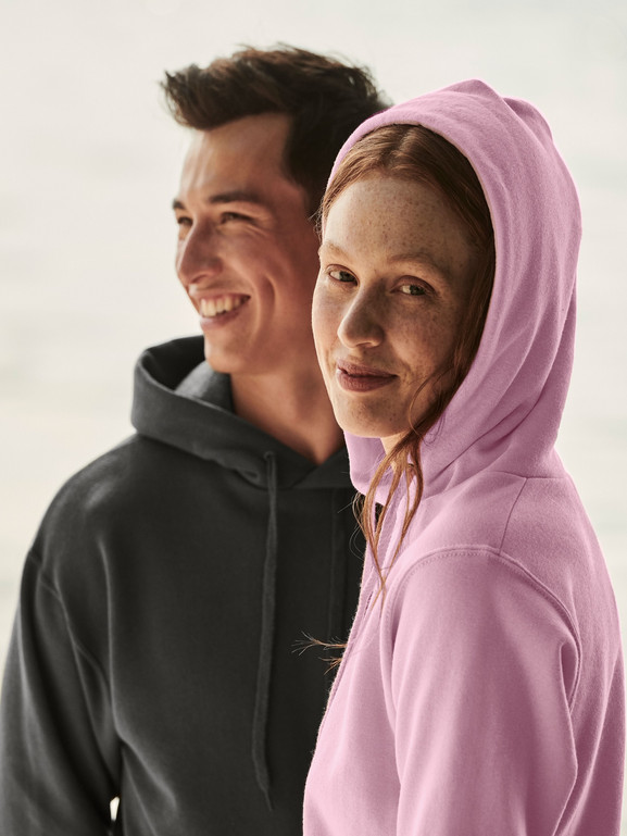 Różowa bluza z kapturem Hooded Sweat Fruit of the Loom