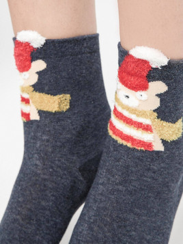 Skarpetki z aplikacją miś szare