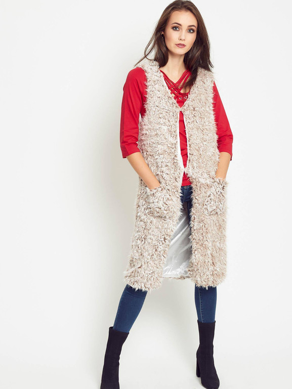 Kamizelka długa baranek jasnobrązowa