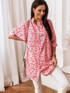 Beżowa koszula oversize stójka krótkie rękawy Cocomore