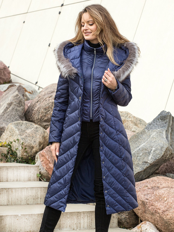 Granatowy płaszcz puchowy Premium Dankoff.dk