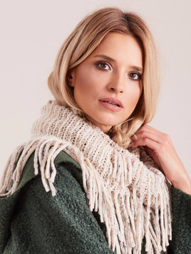 Komin ażurowy z frędzlami beżowy