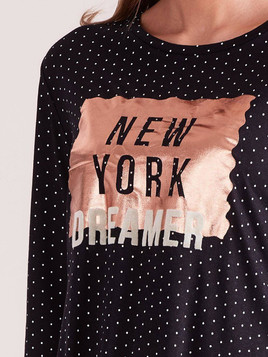 Bluzka z łączonych materiałów NEW YORK DREAMER czarna