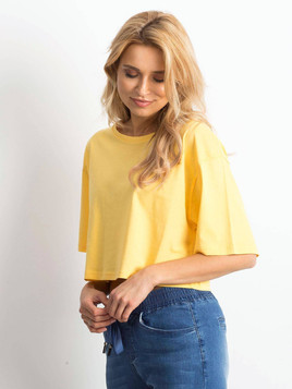 Bluzka cropped jednolita żółty