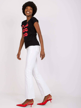 Czarna bluzka z nadrukiem usta Mayflies