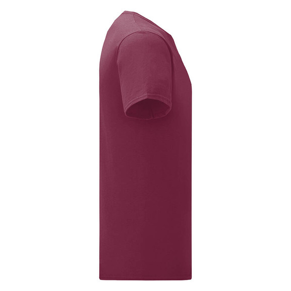 Burgundowa koszulka męska z czesanej bawełny Iconic rękawem Fruit of the Loom