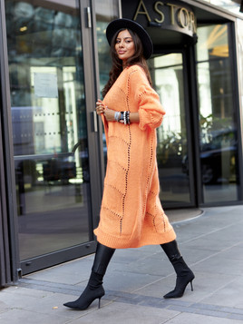 Pomarańczowy kardigan ażurowy By o la la