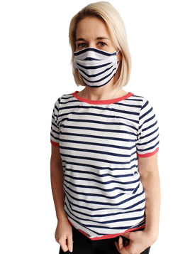 Maseczka ochronna Happy Mum w paski biała