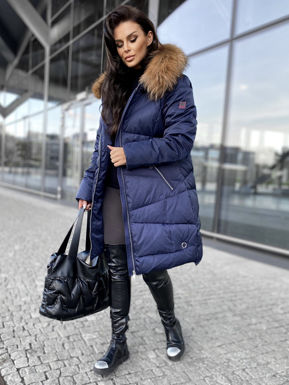 Kurtka Puchowa z Jenotem granatowa