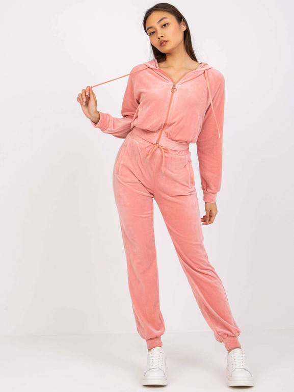 Różowa bluza z kapturem kangurka z weluru Yups