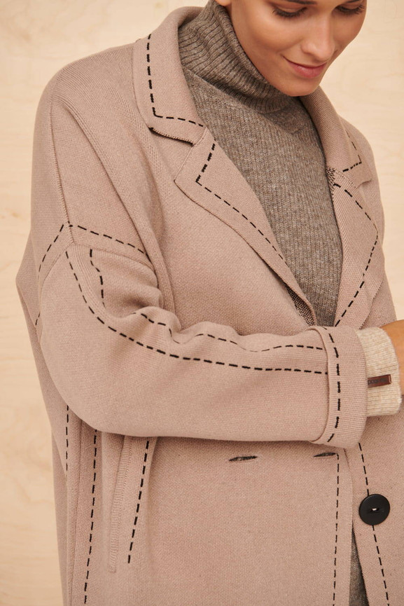 Latte płaszcz oversize fastryga Blue Shadow