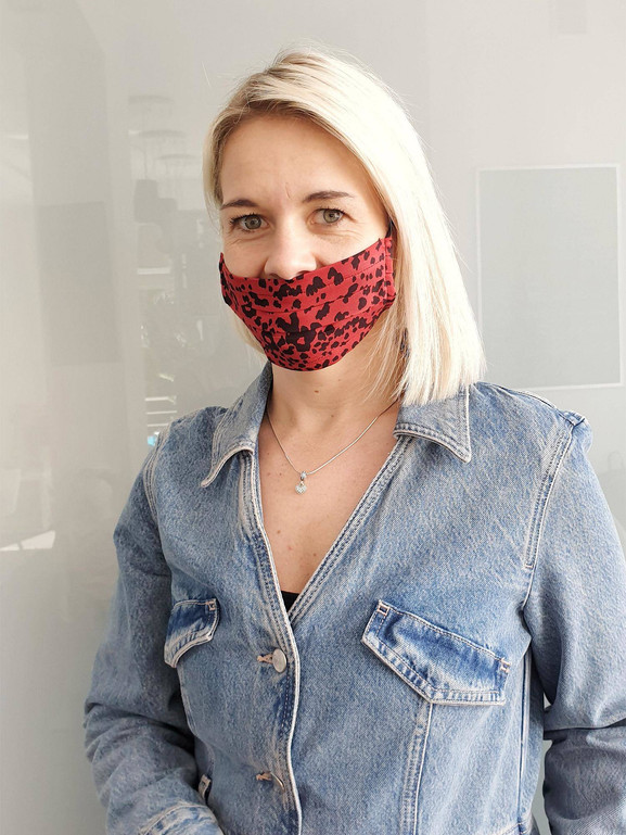 Maseczka ochronna cętki Happy Mum czerwona