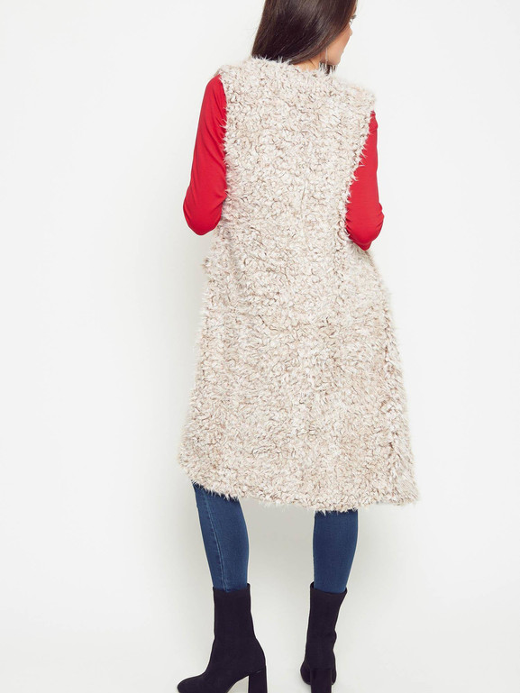 Kamizelka długa baranek jasnobrązowa