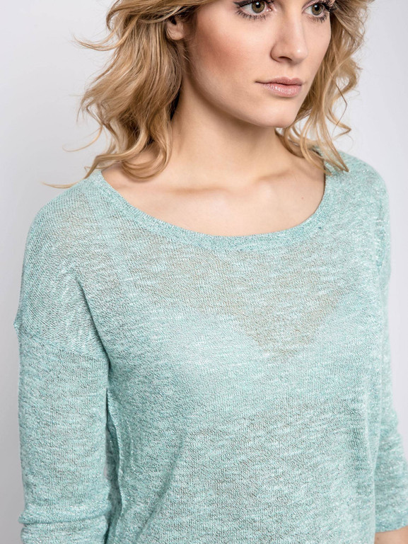 Zielony krótki sweter z wiskozy