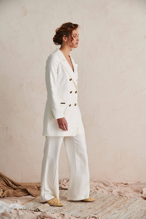 Ecru żakiet dwurzędowy Blue Shadow