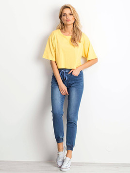 Bluzka cropped jednolita żółty