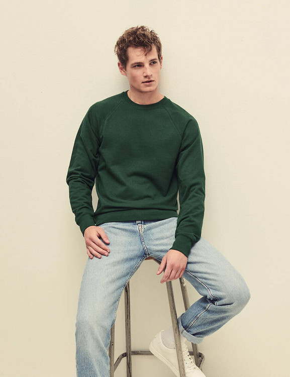 Zielona bluza męska Lightweight Raglan Sweat Fruit of the Loom