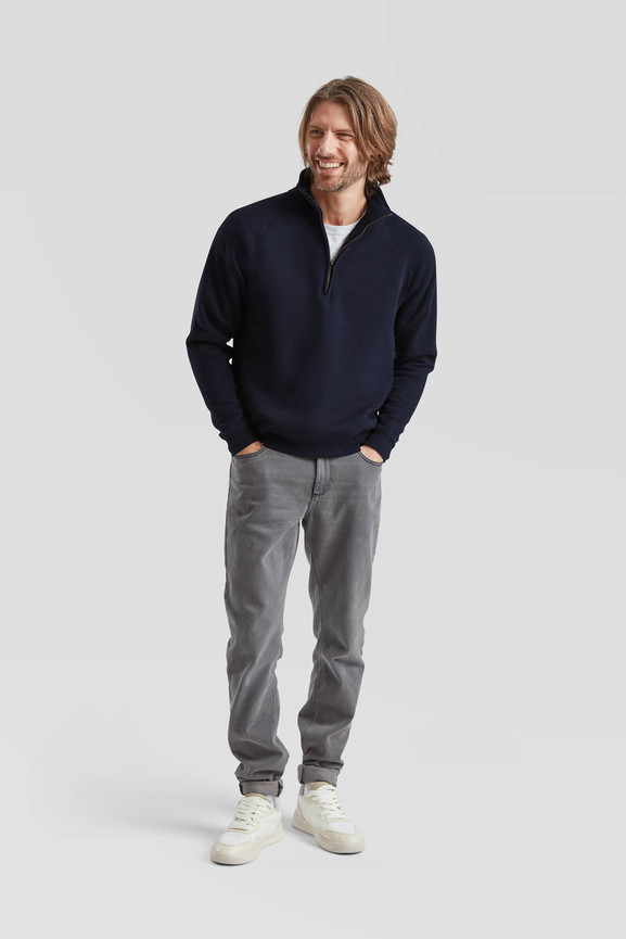 Granatowa bluza męska Zip Neck Sweat Fruit of the Loom