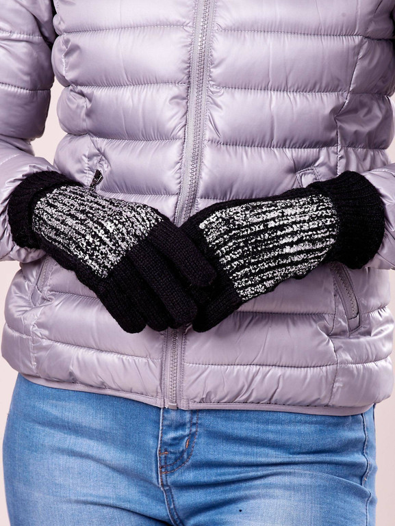 Rękawiczki dzianinowe posrebrzane czarne