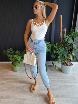 Biały top bawełniany z koronka Och Bella