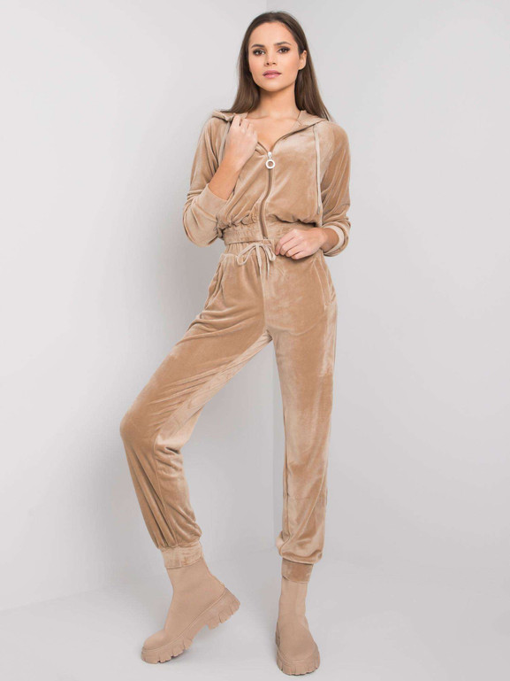 Beżowy komplet dresowy z weluru Yups
