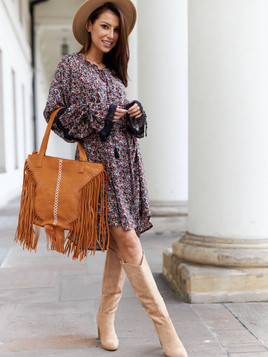 Wielobarwna sukienka kwiaty wiązana By o la la