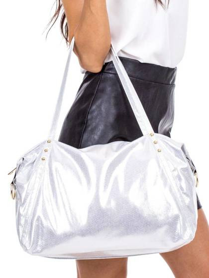 Torba zdobiona nitami srebrna