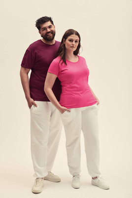 Różowa koszulka damska Iconic z czesanej bawełny Fruit of the Loom