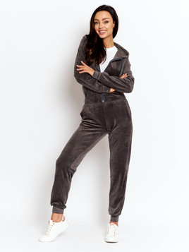 Antracytowy komplet dresowy z weluru Yups