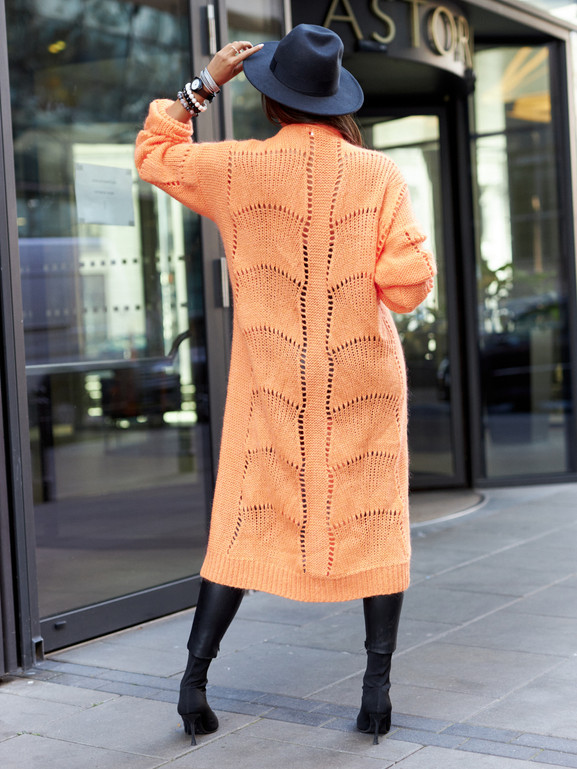 Pomarańczowy kardigan ażurowy By o la la