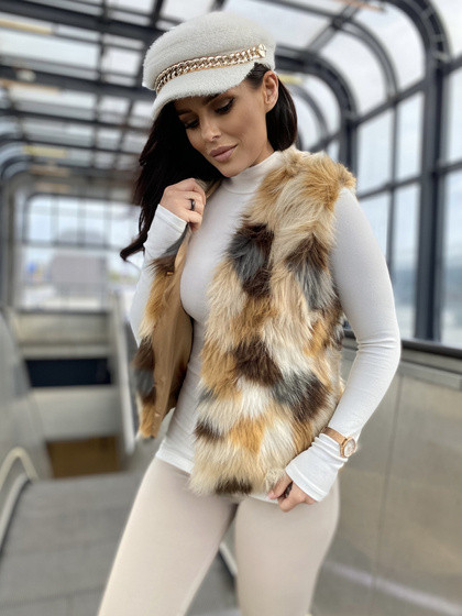 Kamizelka futrzana damska w łatki Yups