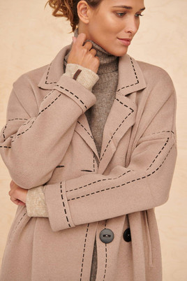 Latte płaszcz oversize fastryga Blue Shadow