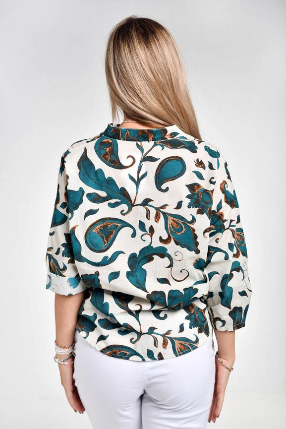 Morska koszula z printem w kwiaty