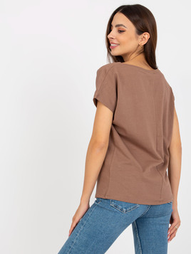 Cappuccino bawełniany t-shirt w serek BASIC