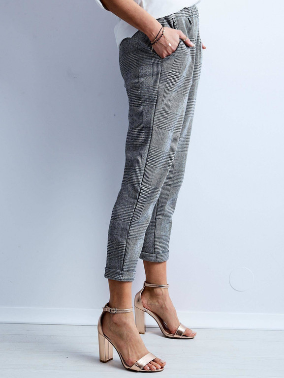 Spodnie w kratkę glen szare