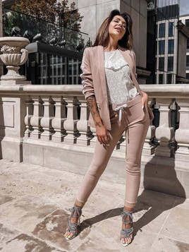 Brązowe spodnie sportowe z lampasami Cocomore