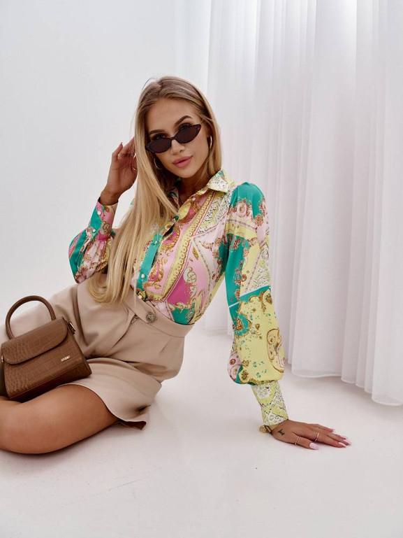 Wielobarwna koszula z bufiastymi rękawami Cocomore