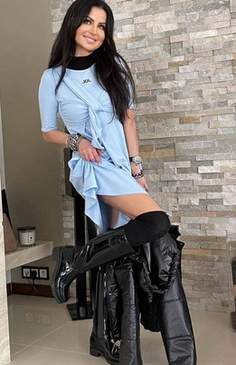 Błękitna sukienka ze stójką fantazyjne wiązanie By o la la