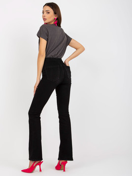 Ciemnoszary bawełniany t-shirt w serek BASIC