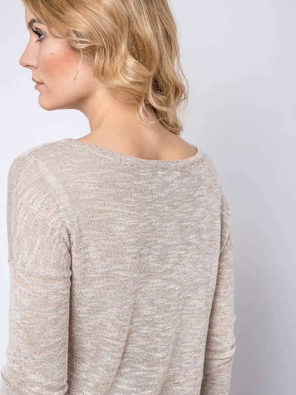 Beżowy krótki sweter z wiskozy