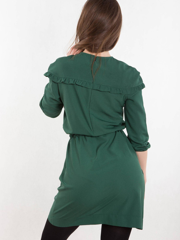 Sukienka z kopertowym dołem, wiązana zielona