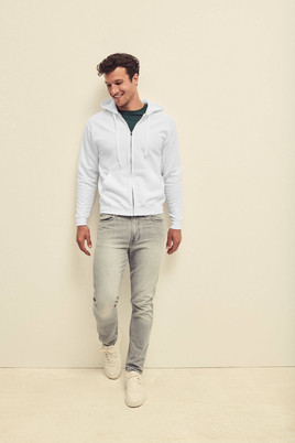 Szara bluza z kapturem na zamek Classic Fruit of the Loom