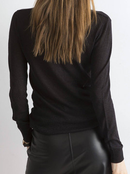 Sweter rozpinany przeplatany błyszczącą nitką czarny