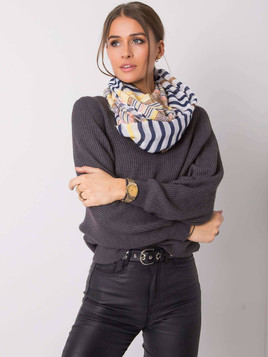 Szalik zdobiony nadrukiem kolorowych paseczków żółto brązowy