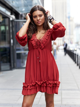 Bordowa sukienka w stylu boho Och Bella 