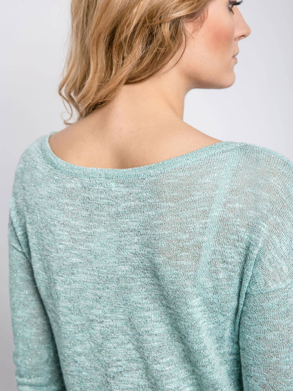 Zielony krótki sweter z wiskozy