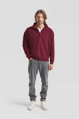 Burgundowa bluza męska Zip Neck Sweat Fruit of the Loom