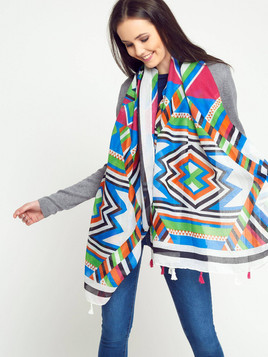 Szalik azteckie wzory wielokolorowy