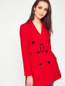 Płaszcz dwurzędowy czerwony